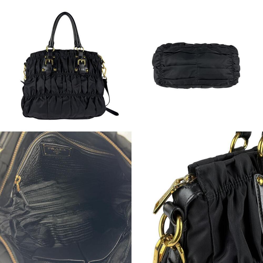 Prada Gaufre Shoulder Tessuto Tote Bag Black - Picture 3 of 4